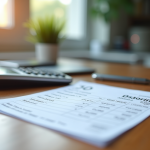 Fiche de paie et calculatrice sur un bureau professionnel