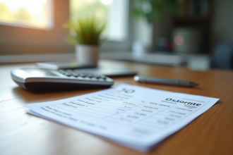 Fiche de paie et calculatrice sur un bureau professionnel