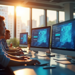 Bureau moderne en Amiens avec équipe autour d'un intranet