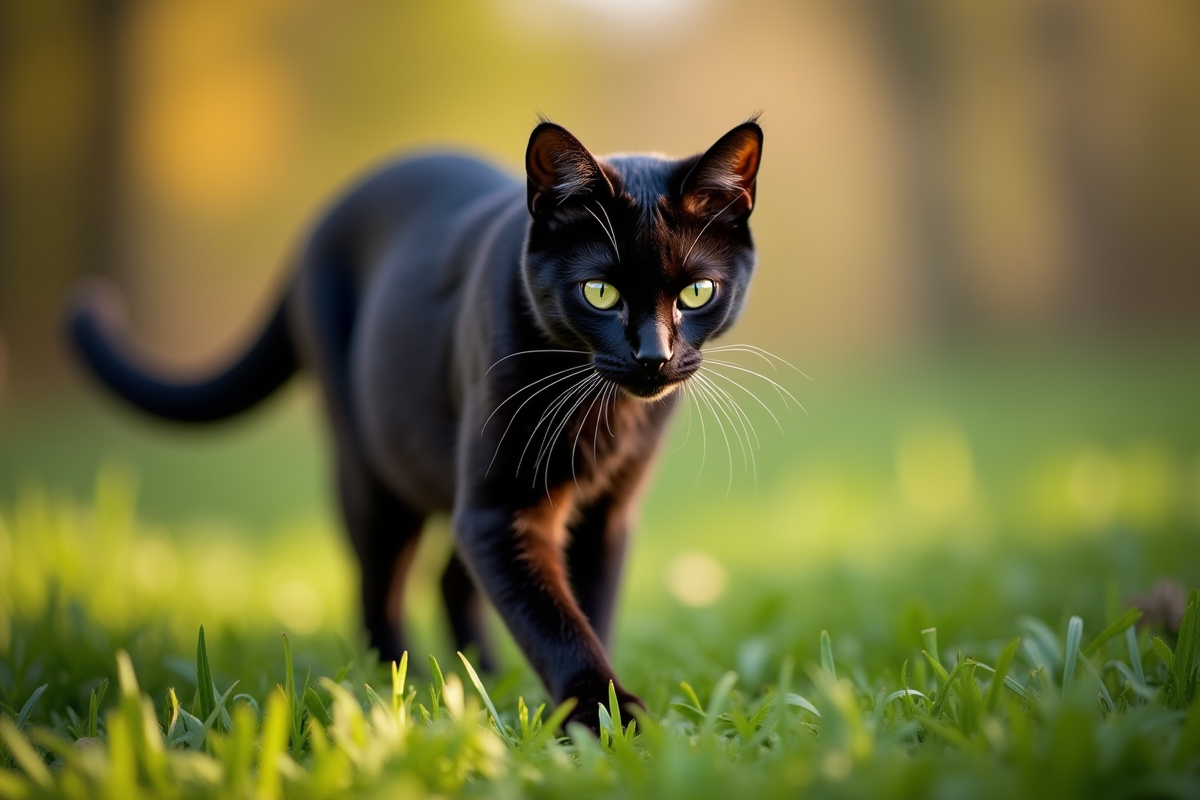 Chat Bengal marchant sur une porte ensoleillée