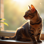 Chat noir Bengal sur une fenêtre ensoleillée