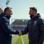 Manager de football et nouveau joueur se serrant la main à Dunkerque
