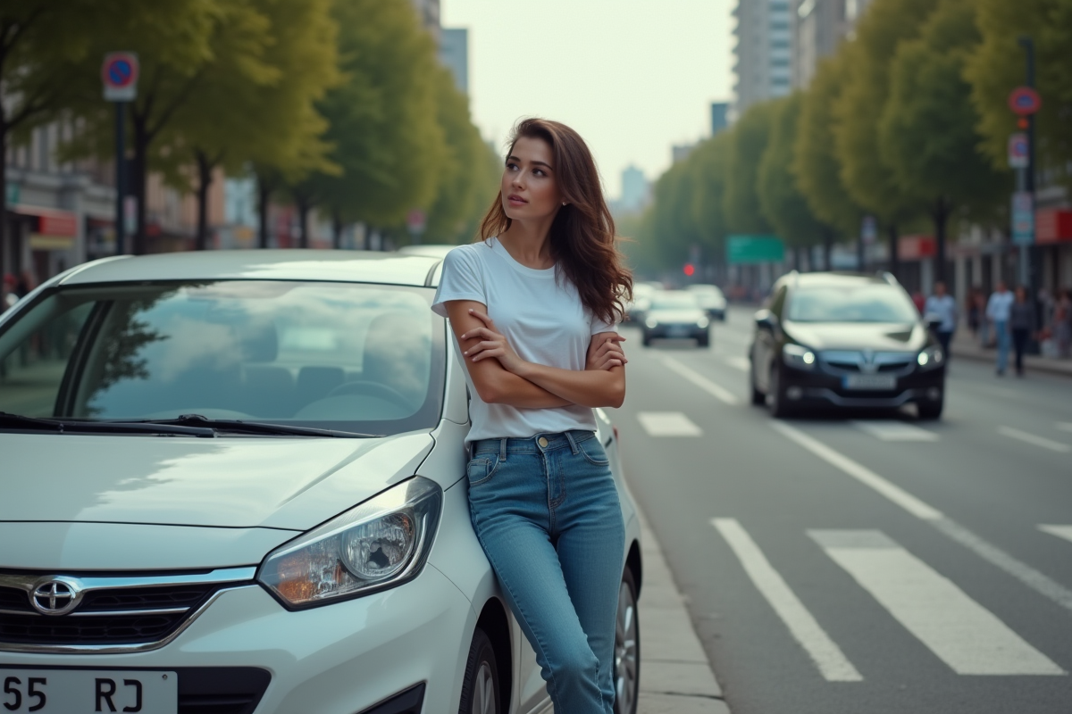 Jeune femme observant les émissions d