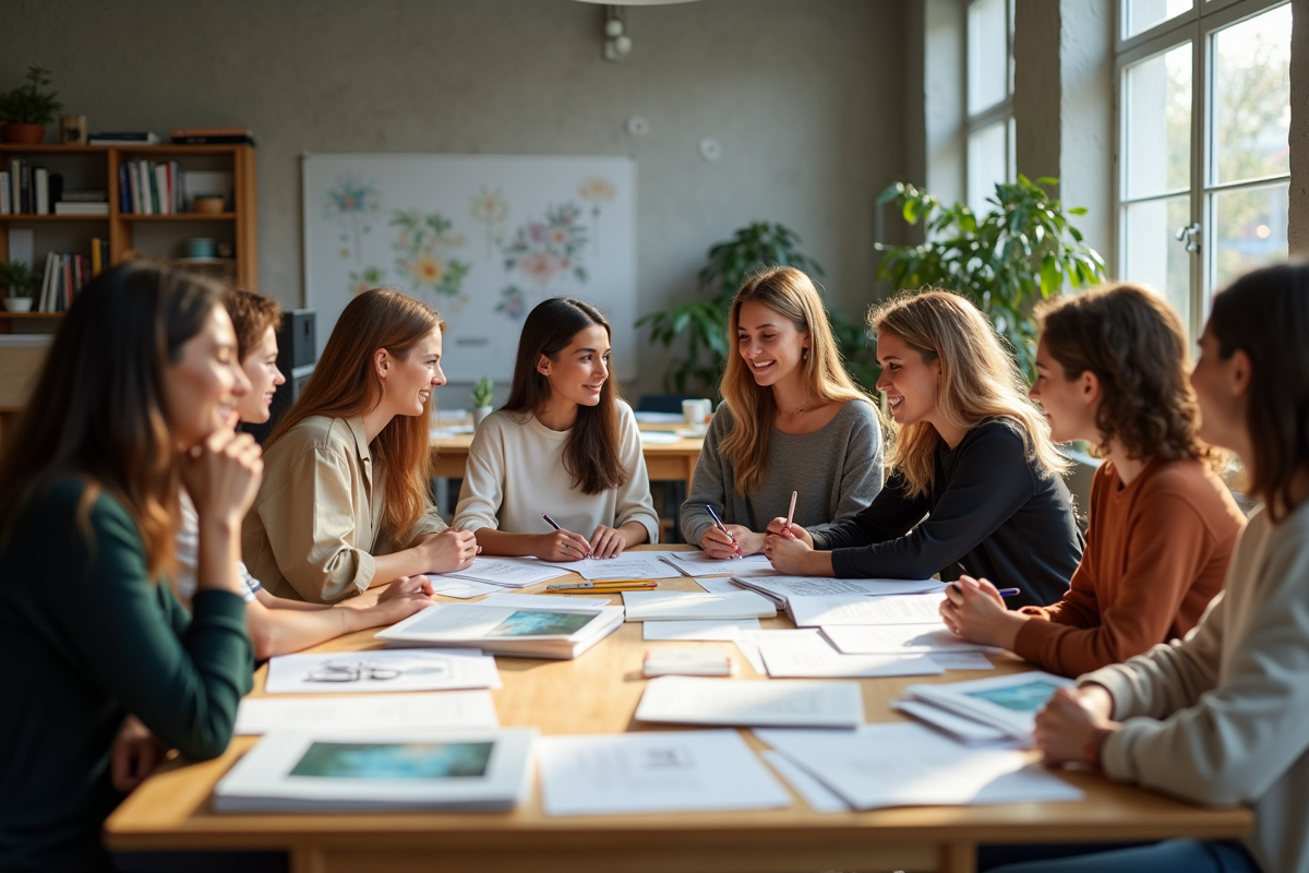 Groupe de professionnels créatifs discutant autour d une table