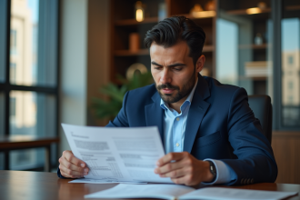 Homme d'affaires moyen-oriental en costume bleu à Dubai