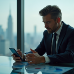 Homme d'affaires en costume dans un bureau moderne