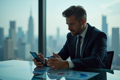 Homme d'affaires en costume dans un bureau moderne