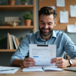 Homme d'âge moyen travaillant à son bureau à domicile