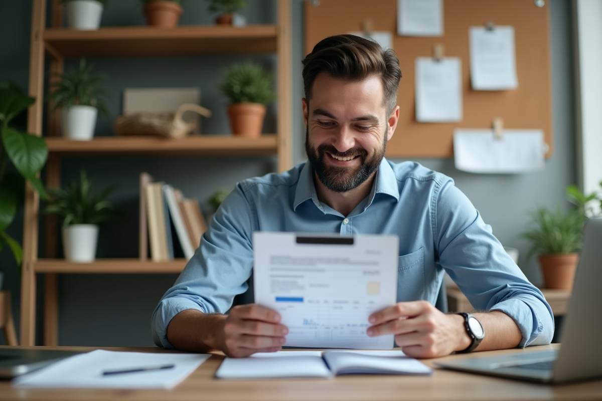 Homme d'âge moyen travaillant à son bureau à domicile