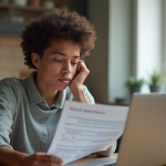 Jeune adulte étudiant finances personnelles à la maison
