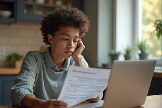 Jeune adulte étudiant finances personnelles à la maison