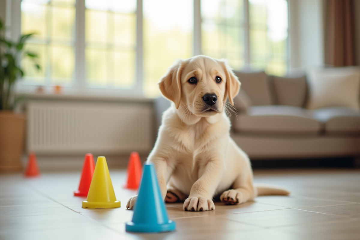 Chiot Labrador pratiquant l