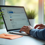 Personne travaillant sur un bureau lumineux avec un ordinateur