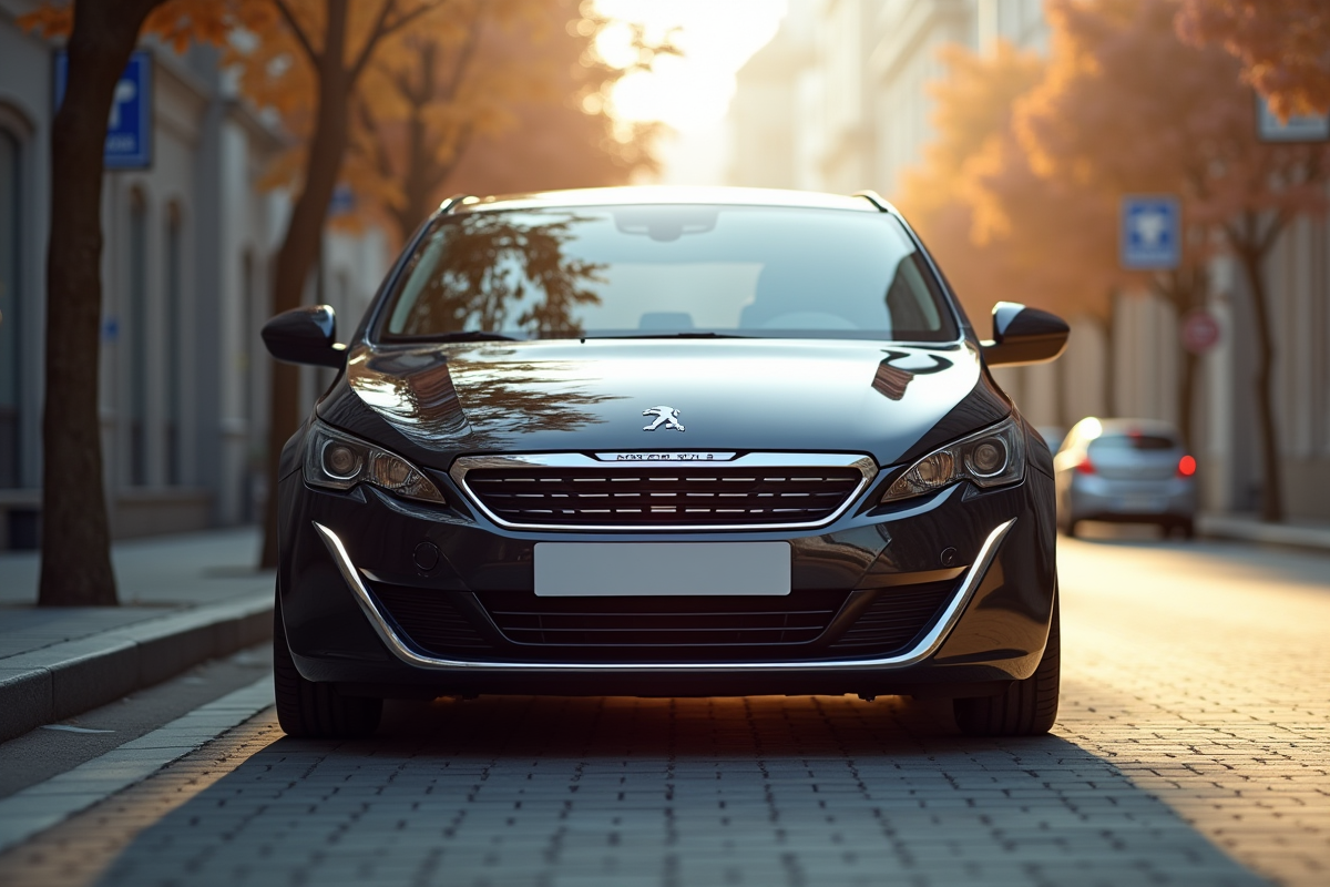 Voiture Peugeot 308 d'occasion en ville en plein jour