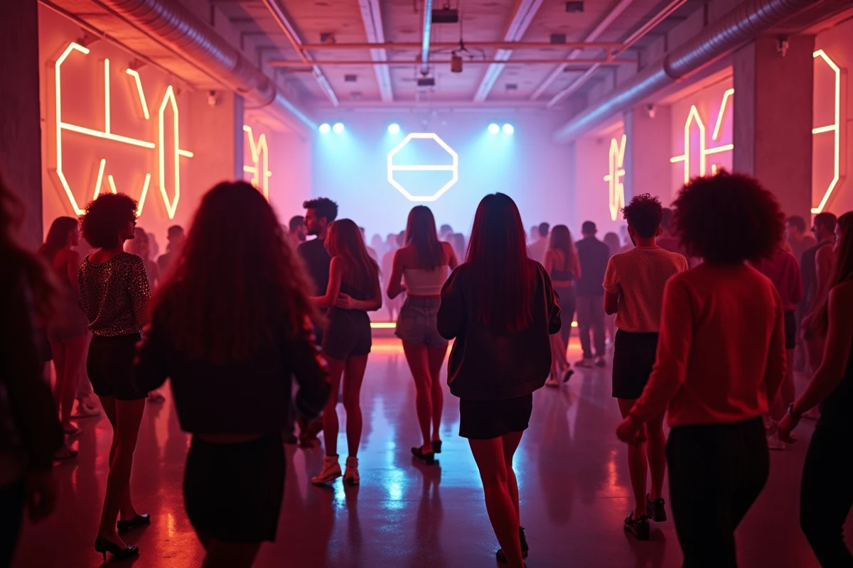 Piste de danse animée dans une boîte de nuit tendance à Perpignan lors d'une soirée